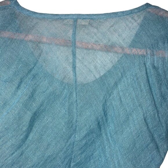 Eileen Fisher Womens Blouse Top Size XS Blue Scoop Neck Casual Pure Linen - Picture 4 of 9